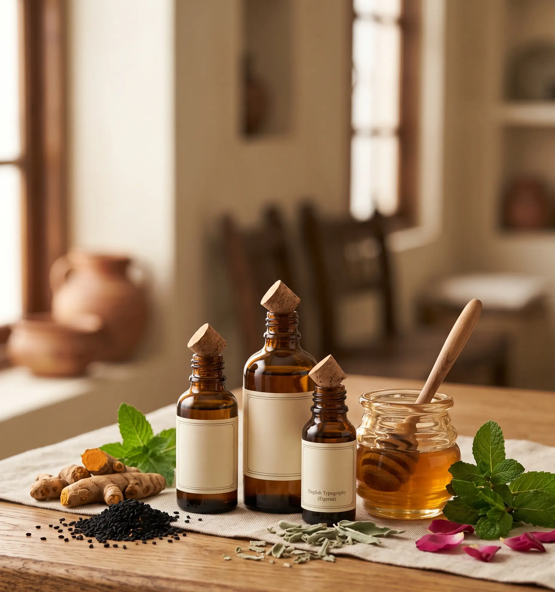 Herbal oils, honey, and botanicals